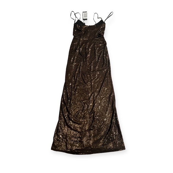 Halston Chloe Cutout Sequined Tulle Gown, Brown Size 4 New w/Tag Retail $595 - Picture 11 of 16